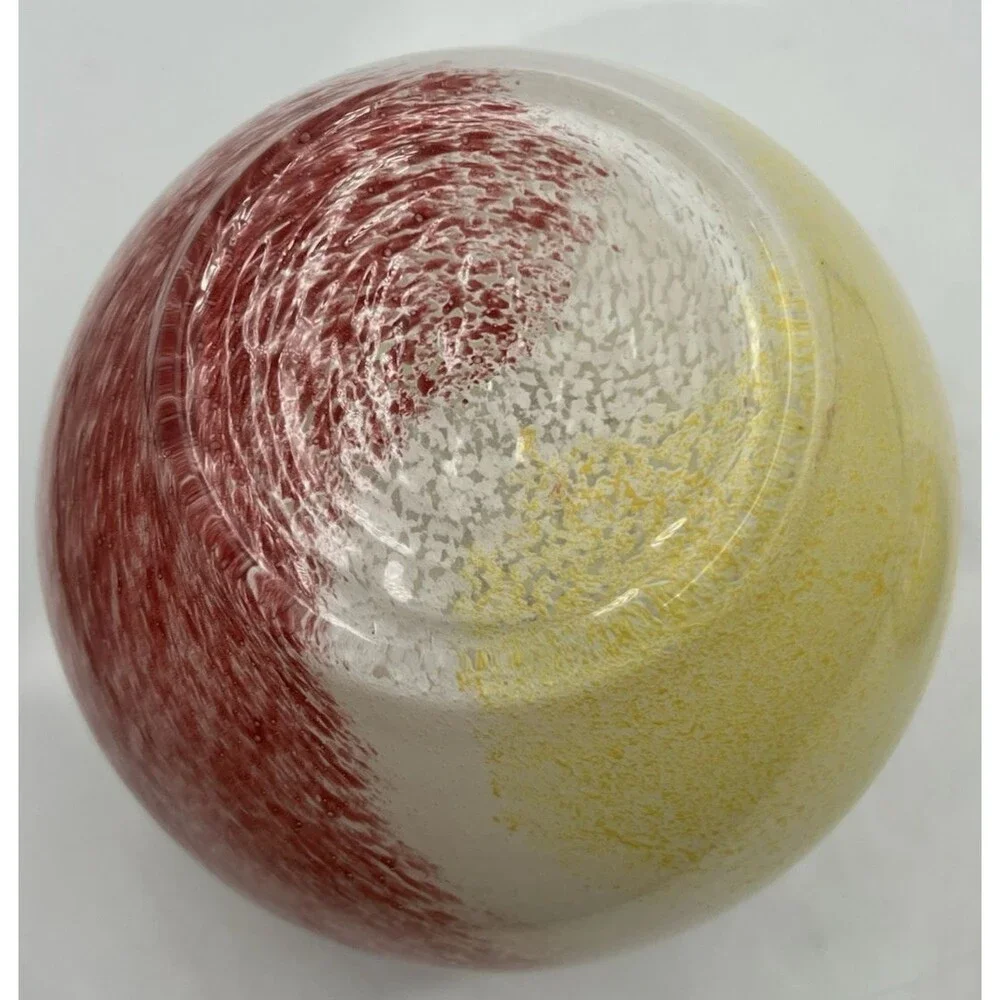 Crystal Clear Apothecary Jar Italy Art Glass Pink Yellow White Swirl 10